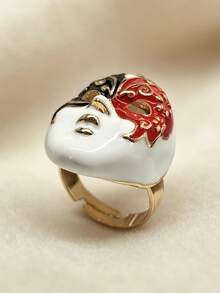 1PC Fashion Chinese Opera Mask Design Adjustable Ring, Suitable For Daily Wear And Gifting - Opera Mask Ring - View 5