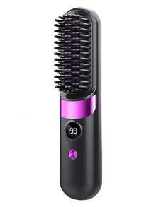 Wireless Straightening Comb, Portable Negative Ion Hair Brush, Rechargeable Straight & Curl Styling Comb, Smart Temperature Control With Digital Display, Anti-Scald & Hair Protection, Voluminous High Crown, Airy Bangs, Mini Travel Portable, Unisex - Multicolor - View 12