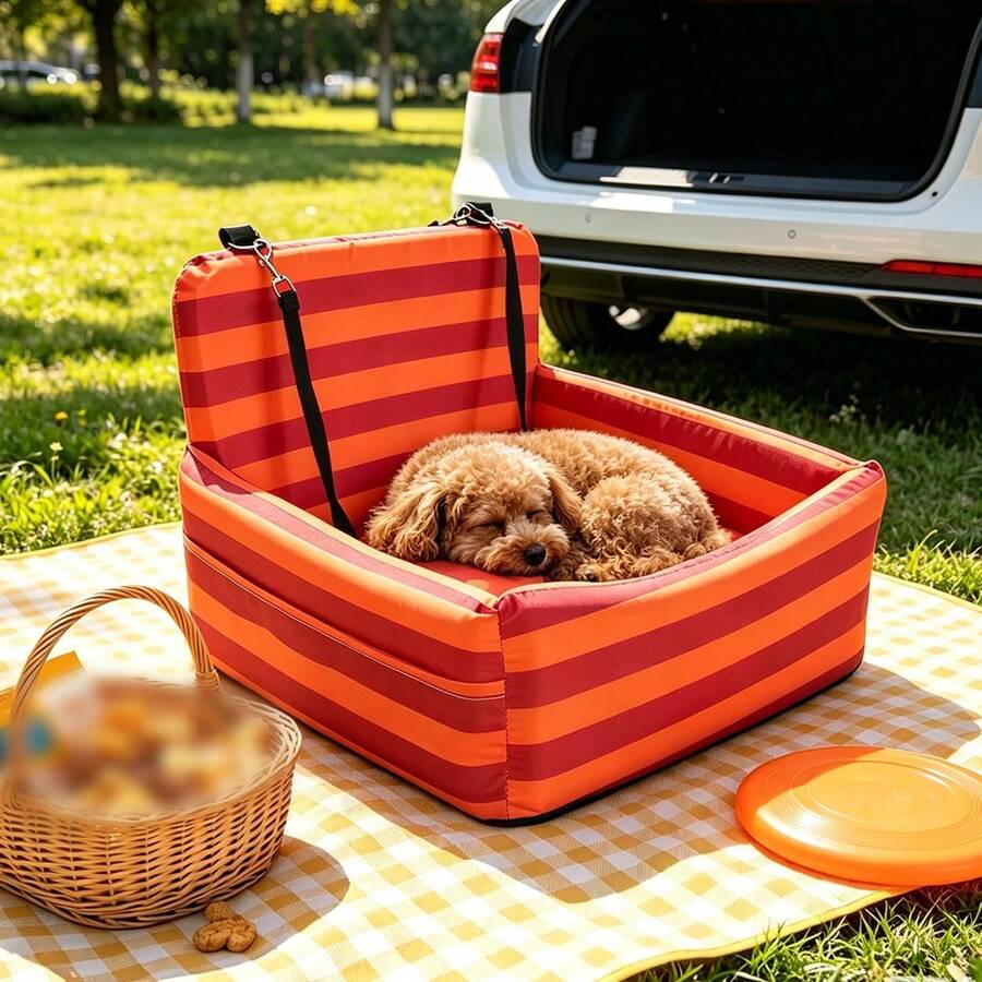 1PC All-Season Universal Sponge Foldable High-Quality Pet Booster Car Bed, Protective Pet Seat Bed, Waterproof Car Pet Mat For Dogs, Suitable For Pet Travel In Car And Outdoor Use - Multicolor - View 1
