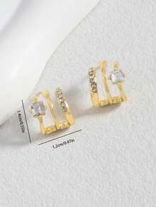 1 Pair Exquisite Personalized 3-Prong Curved Line Stud Earrings, Classic Commute High-End - Gold - View 3