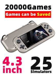1pc 4.3" 4K High Definition Handheld Game Console, Built-In 25 Emulators And 30,000 Games, Retro Arcade Style, Great Gift For Husband Or Brother On Holidays And Birthdays - Silver - View 10