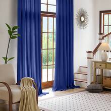 Plain Velvet Curtain With 8 Buttons (1 Piece), Soft And High Quality Fabric, Enhances The Style Of Your Home, Perfect To Complement Any Modern Decor Style. - Biru Terang - View 3
