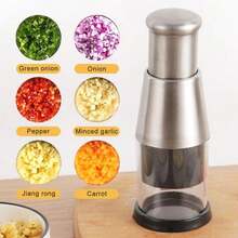 Multifunctional Manual Garlic Press Chopper, Premium Stainless Steel Mini Dicer, Portable Compact Food Cutter For Mincing Peppers, Onions And Garlic, Kitchen Tool - Variant - View 1