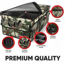 FORTEM Car And SUV Trunk Organizer - Car Storage Organizer - Large Foldable Box With 2 Compartments - Non-Slip Base - Adjustable Straps - Removable Lid (Black) - 迷彩(森林迷彩) - 查看 2