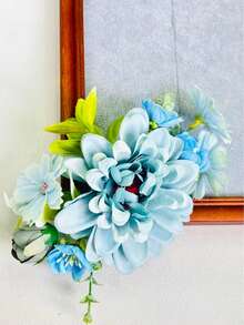 1pc Women's Artificial Flower Hair Clip, Floral Hair Accessory For Updo Styling, Side Clip For Holiday, Beach, Photo Shoot And Daily Wear, No Card Packaging - Baby Blue - View 3