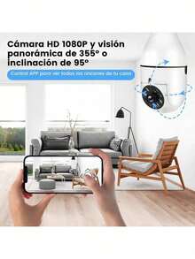 Cámara de vigilancia con bombilla Wifi de 1080P, Cámara De  1080p Wifi Hd E27, visión nocturna a color, rotación de 360°, seguimiento automático de personas, comunicación bidireccional, hogar inteligente - Blanco - Ver 8