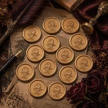 20pcs/Pack 3D Floral Pattern Wax Seal Stickers, Self-Adhesive Wax Seal Stickers, Suitable For Gifts, Wedding Invitation Envelopes Sealing - Brown - 3D Flower-brown - View 9