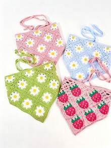 4pcs Sweet Strawberry Headscarves, Cute Girls Headscarves, Pastoral Style Headscarves, Suitable For Outdoor Wear - Multicolor - View 6