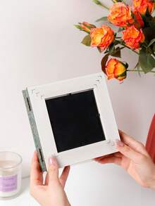 1pc Folding Hinge Photo Frame, Holds 2 Square 4x4 Inch Photos, Vintage Elegant Desktop Photo Display Frame, Suitable For Wedding, Holiday, Party Events, Living Room, Bedroom And Other Home Decor, Creative Gift For Friends And Family - Multicolor - View 7