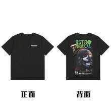American Style Long-Sleeved T-Shirt From The Fashion Brand, Short-Sleeved, Urban Hip-Hop Style, Vintage Summer, Rap. - 紫丁香色 - 查看 1