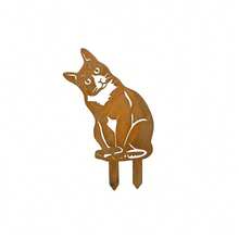 1pc Vintage Rusty Metal Cat Garden Stake, Outdoor Garden And Yard Decor Accent, Suitable For Lawn, Flowerbed And Patio, Gift For Cat Lovers - Floor Socket - View 9