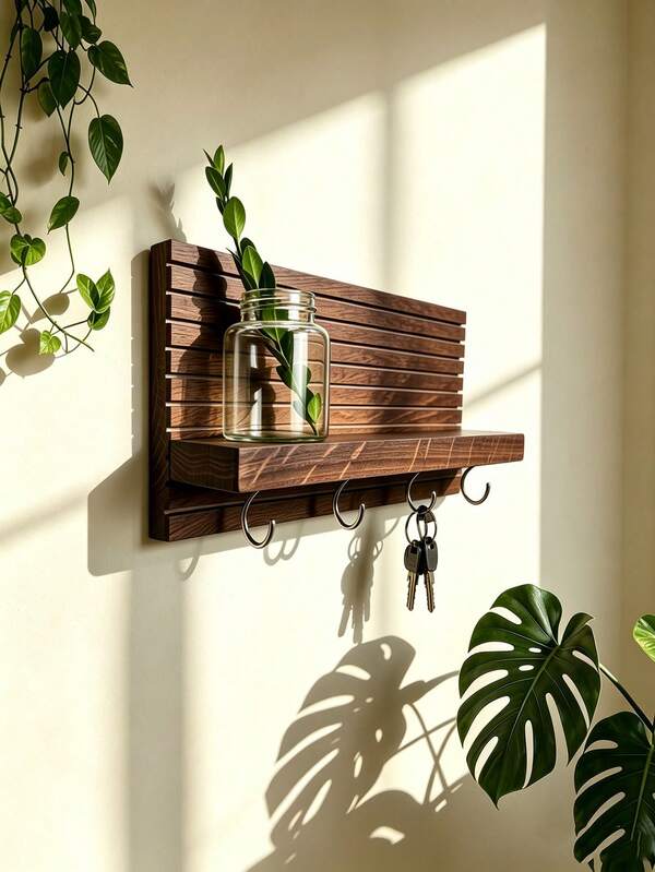 Solid Wood Entrance Manager, Wooden Keyframe, Suitable For Living Rooms, Bedrooms, And Study Rooms