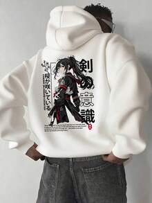 Sudadera con capucha de cuello redondo para hombre con estampado de Nueva York, bolsillo canguro y cordón, manga larga, corte holgado, ideal para otoño e invierno. - Albaricoque - Ver 1