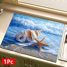 1件裝家居裝飾海洋生物圖案印花瀝水墊，咖啡機檯面吸水墊，水槽排水墊，柔軟水龍頭吸水墊，水槽杯墊，廚房用品，浴室用品 - 彩色 - 查看 13