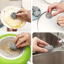 8/20/40pcs Stainless Steel Scouring Pads, Multi-Functional Kitchen Cleaning Balls. Essential Home Cleaning Tool, Outdoor/BBQ Cleaning Brush. Sponge And Cleaning Ball 2-In-1 - Multiple Packs - View 8