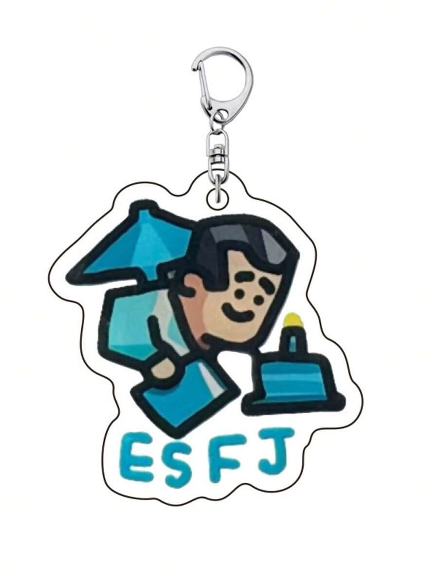 1pc Acrylic MBTI Personalized Type Keychain Pendant ESTJ Personalized Charm, Beautiful Bag Accessory Suitable For Backpack, Handbag, Keys, Daily Decoration, Gift, Unisex, Cool And Cute Style - Multicolor - View 1