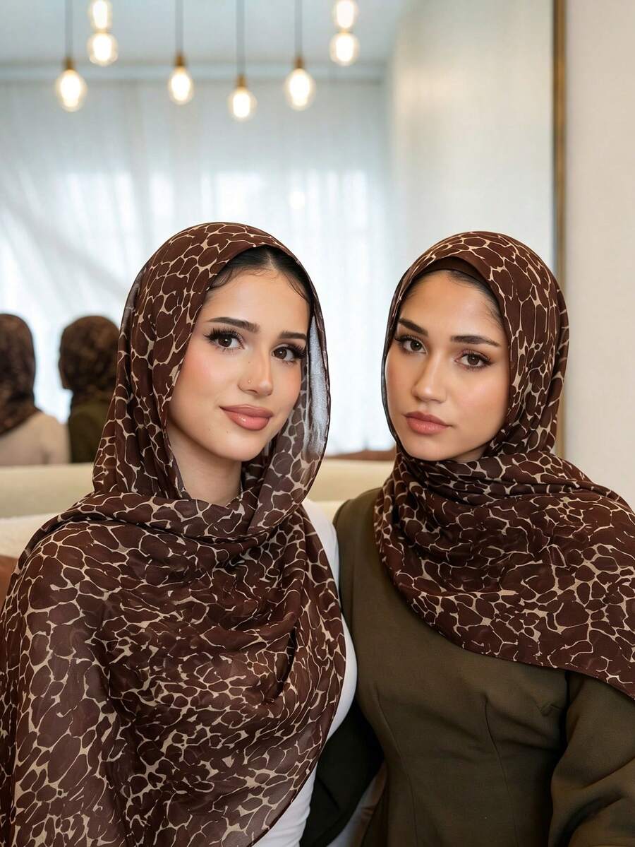 1 pieza Bufanda larga de mujer con estampado de bloques de color y textura de mármol, bufanda larga ligera y versátil de moda para el verano, pañuelo de protección solar musulmán, estilo bohemio, adecuado para uso diario en todas las estaciones