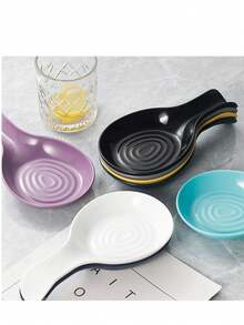 1/2pcs Spoon Rest - Heat-Resistant Spoon Holder, Stackable, Easy To Clean, Anti-Spill, Smooth Glazed Surface | Suitable For Countertop And Stove Storage, Kitchen Decor, Spoon Rack, Kitchen Accessories, Halloween, Christmas - Multicolor - View 1