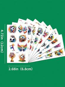 (10 piezas/Set) Pegatinas de tatuajes temporales con tema de la Copa del Mundo, que incluyen texto en inglés, fútbol, poste de , zapatos de fútbol, trofeo, corazón y otros elementos, adecuadas para brazos, cara, cuello, muslos, tobillos y otras partes del Body, regalo perfecto para aficionados al fútbol, animadoras, atletas, resistente al agua y de larga duración, unisex - Multicolor - Ver 7