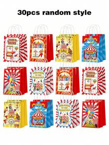Bolsas de regalo con tema de circo, bolsas de papel con asas con dibujos animados de payasos, bolsas de golosinas de carnaval para fiestas de cumpleaños de niños, baby shower, suministros para fiestas - Multicolor - Ver 17