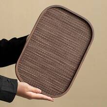 Walnut Square Bamboo Tray With Handle, Detachable Woven Mat, Multi-Size Breakfast Storage Tea Coffee Snack Food Cake Aromatherapy Candle Fruit Tray, Kitchen Accessories, Home Decor, Room Decor, Wedding, Picnic, Back To School Essentials - Maroon - View 12