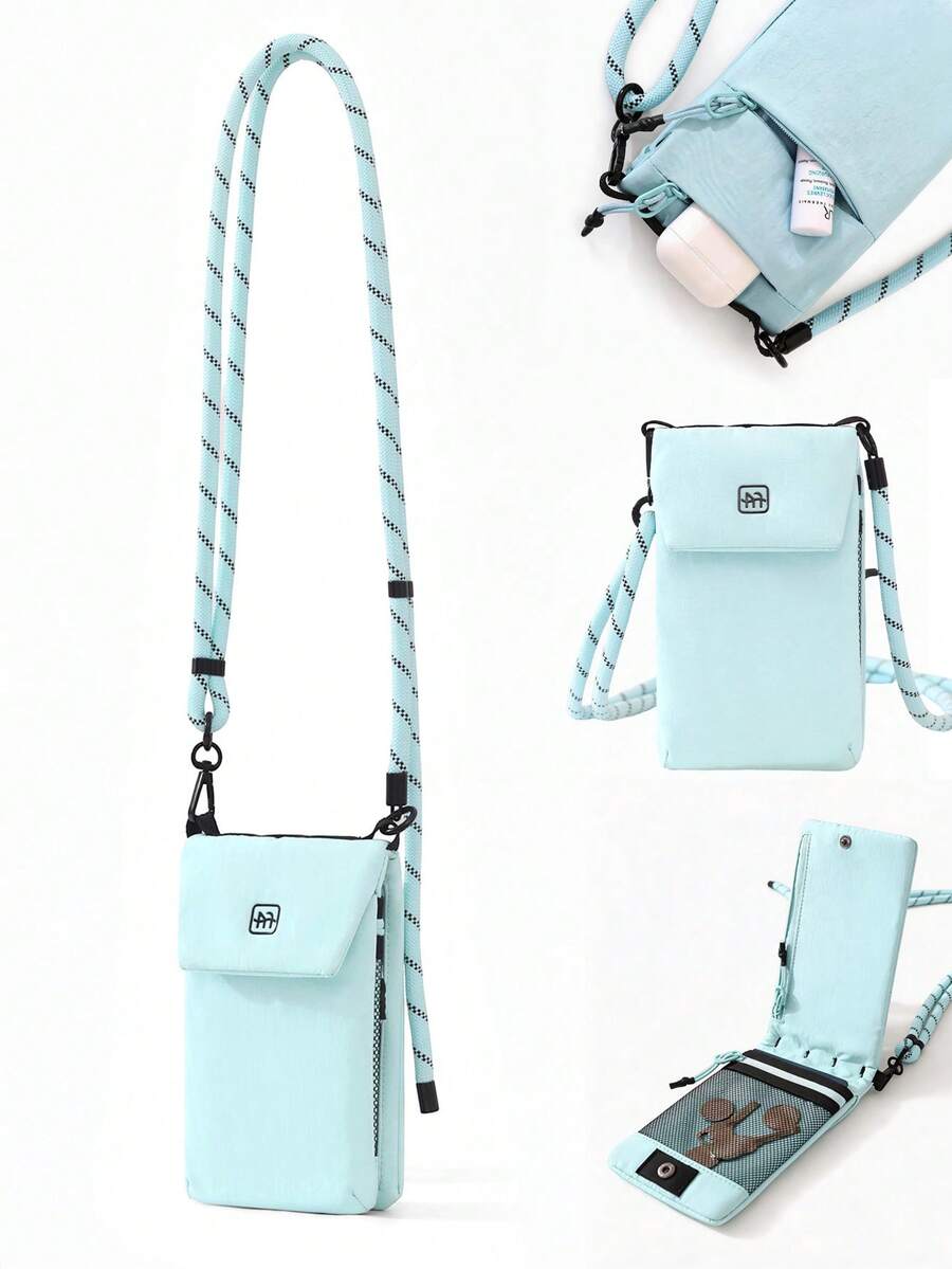 1pc Solid Color Zipper Phone Storage Bag, Multifunctional Crossbody Bag, Ultra-Lightweight Portable Storage Bag, Camping Essential, Camping Gear, Hiking Accessory, Holiday Beach Weekend Bag, Beach Bag, Card Holder, Coin Purse, Suitable For Travel And Daily Commute, Gift For Friends And Teachers, Birthday Gift