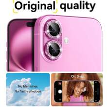XINHONGYU 4片裝奢華亮粉相機鏡頭保護膜，相容 iPhone 16 Pro Max Plus 15 14 5G，Apple 時尚多巴胺糖果色亮粉鏡頭膜，適用於日常、辦公室、居家手機相機保護，防水、防震、防摔、防刮、防指紋全覆蓋 - 粉色 - 查看 4