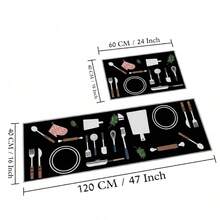 Juego de 2 alfombras de cocina antideslizantes con diversos diseños - Marrón Chocolate - Ver 3