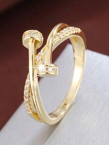 1pc Charming Cubic Zirconia Ring, Suitable For Women To Wear, Suitable For Wedding, Engagement, Anniversary Party, Valentine's Day Gift - 1# - View 10