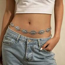 1pc Women's Bohemian & Western Style Carved Floral & Geometric Pattern Vintage Waist Chain, Casual Fashion, Bohemian Style - Multicolor - View 2