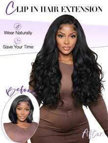 Peruca Yaki de 22 Polegadas com Camadas Onduladas de Cabelo Sintético 2 em 1 Sem Emendas Reversível Sem Cola para Iniciantes Mulheres Uso Diário - Multicolorido - Visão 10