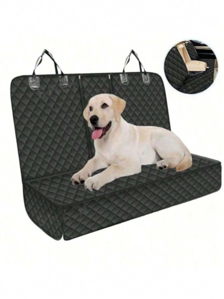 Car Pet Seat Cover With Rope, Waterproof Car Back Seat Pet Protective Mat, Non-Slip Universal, Suitable For Carrying Pet Dogs When Going Out. - Black - View 1