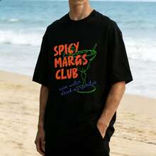 Spicy Margs Club Tee |   Funny Margarita Shirt - 黑色 - 查看 1