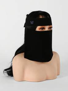 1 Buah Niqab Wanita Motif Kupu-kupu Biru Ungu, Masker Ringan dan Bernapas dengan Tali Pengikat - Topeng kupu-kupu hitam-biru-ungu - View 9