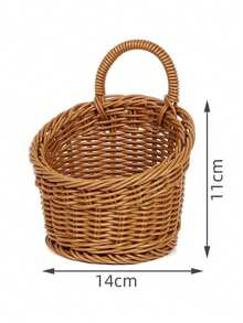 Cesta de estilo mimbre montada en la pared, cesta de mano, cesta rústica, mini cesta de flores tejida a mano - Amarillo Mostaza - Ver 7