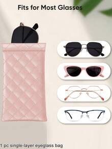 MIYIN 1pc Soft PU Double Layer Glasses Case Sunglasses Storage Bag, Convenient For Daily Carry, Squeeze Top Glasses Case, Minimalist Solid Color Diamond Pattern Anti-Scratch Glasses Storage Bag, Glasses Accessories Sunglasses, Reading Glasses, Myopia Glasses, Astigmatism Glasses Storage Bag, Unisex, Back To School Backpack Travel Essential, Beach Summer Vacation Travel Accessory Travel Bag Vacation Holiday Study Supplies Sunglasses For Women - Multicolor - View 15