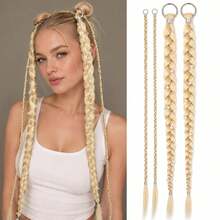 2 Packs 24 Inch Y2K Style Synthetic Braiding Hair Extensions With Silver Star Decor, Soft Colorful Festival Cosplay Party Hairstyle For Women & Girls - Multicolor - View 16