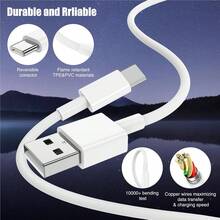 1-5 قطع كابل شحن سريع USB، 3.3 قدم/100 سم كابل نقل بيانات عالي الكفاءة وشحن سريع متوافق مع أجهزة 17/16 Pro Max/16 Pro/16 Plus/16/15/ سلسلة كابل شحن ونقل بيانات - أبيض - مشاهدة 3