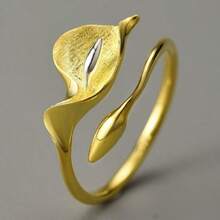 Anillo floral dorado vintage elegante, accesorio exquisito para el uso diario y vacacional de las mujeres, regalo ideal para la madre - Dorado - Ver 1