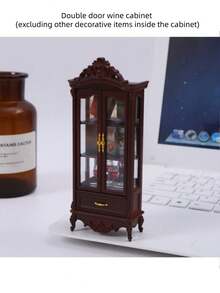 1pc Vintage Style Mini Wine Cabinet - Ivory White/Brown/Dark Brown Finish, Suitable For 1:12 Scale Miniature House (Miniature Model, Display) - Collectible Furniture, Living Room Furniture Decor, New Dollhouse Accessory - Multicolor - View 12