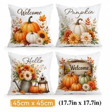 4pcs/1pc Sarung Bantal Motif Bunga Matahari dan Selamat Datang Musim Gugur, Sarung Bantal Cetak Satu Sisi, Cocok untuk Dekorasi Rumah Ruang Tamu dan Kamar Tidur, Sarung Bantal Sepanjang Musim - MultiWarna - View 17