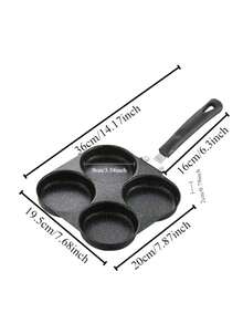 1pc Divided Cast Iron Skillet, With Single Handle, Divided Design Makes Cooking Easier, Suitable For Frying Eggs, Pancakes And Breakfast Pan, Ideal For Home Kitchen And Restaurant Tools, Perfect For Making Sausages, Eggs And Other Foods. - View 3