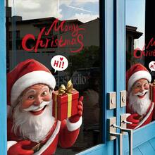 1 Christmas Window Decal Featuring Santa Claus And Gifts-Perfect For Decorating Shop Windows Or Glass Doors To Create A Festive Atmosphere. Static-Cling Sticker. Merry Christmas! - View 4