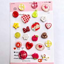 5/8/10/12/18/25/30/40/50/60Pcs Mixed Fruit Heart Resin Buttons DIY Handmade Jewelry Clothing Bag Decoration Accessories Dopamine Colorful Buttons DIY Handmade Hair Accessories Phone Case Decoration Materials DIY Hair Clip Jewelry Making Accessories Creative Resin Craft Buttons (Random Style) - Multicolor - View 9