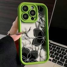 Ink Flower Case Suitable For Apple 15 Pro Max,  16 New Model, 14 Premium, 13 European And American Style, 1217 - 金剛砂-綠色-水墨花(superb) - 查看 1