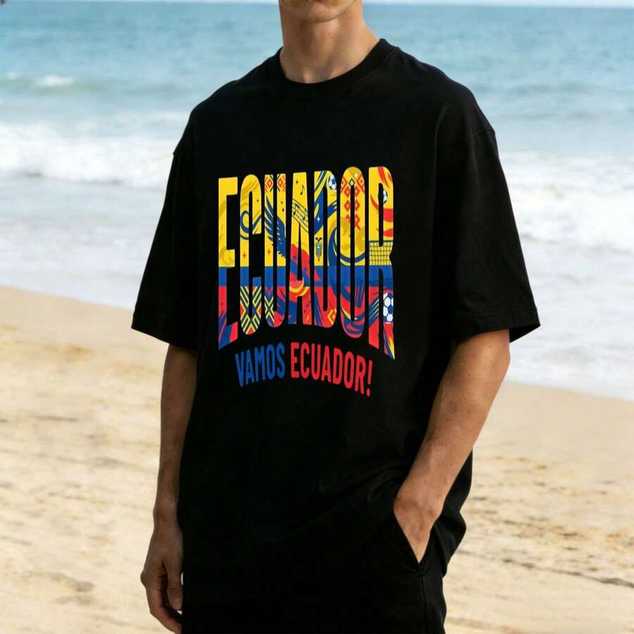 Ecuador Shirt, Ecuador Pride Graphic Tee, Ecuador Fan Shirt, Country Supporter T-Shirt, Yellow Blue Red Shirt, Unisex Graphic Tee - Black - View 1