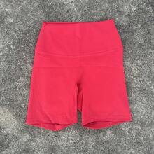 Solid Color Women's Fitness Sports High Waist Yoga Short Leg Cycling Full Body Workout Jog Squat Proof Inner Pocket - 紅色 - 查看 1