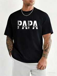 Camiseta para hombre "PAPA, el Hombre, el Mito, la Leyenda" - Tejido transpirable de alta densidad, ideal para regalos del Día del Padre. Cuello redondo holgado - Negro - Ver 1