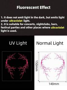 3 Sheets Glow In The Dark Temporary Face Tattoos, Black Light Neon Glow Waterproof Y2K Tattoos Makeup Stickers, For Halloween Neon Party Cosplay Festival Rave Accessories - Multicolor - View 6