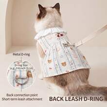 Spring/Summer Cartoon All-Over Print Double Layer Mesh Cat Clothes With Leash Attachment, Belly Wrap Tank Dress, Thin Breathable Pet Apparel - Multicolor - View 5